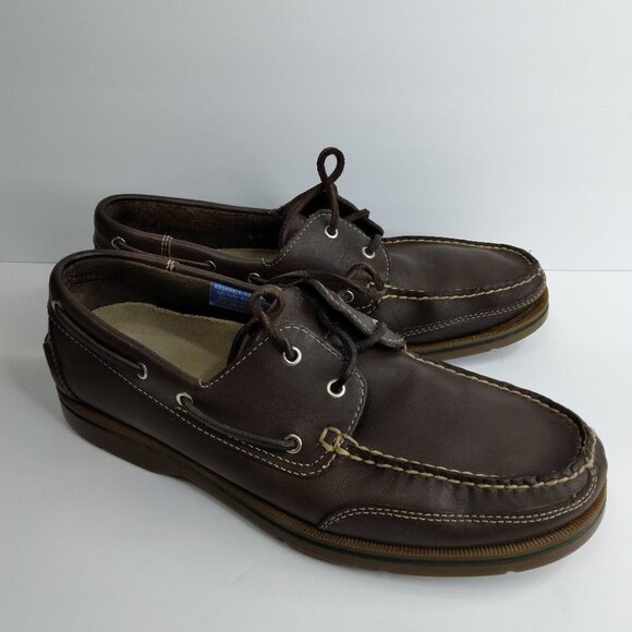 Rockport Washable Footwear Brown Leather Boat Shoes Loafers Size 11.5M - Picture 1 of 14